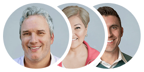 Führungskräfte im Bereich Commerce mit CEO Travis Hess, CFO Daniel Lentz und CMO Michelle Suzuki