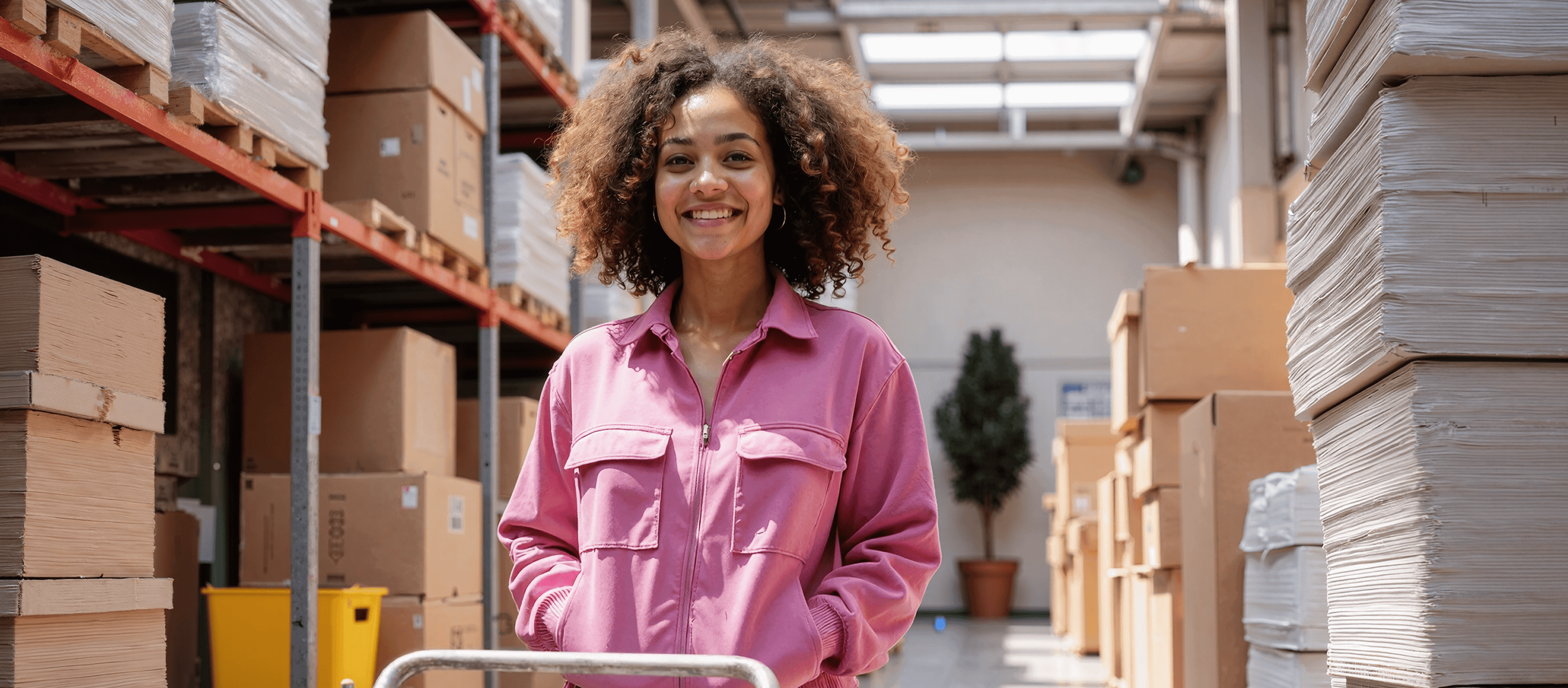 Woman standing in warehouse